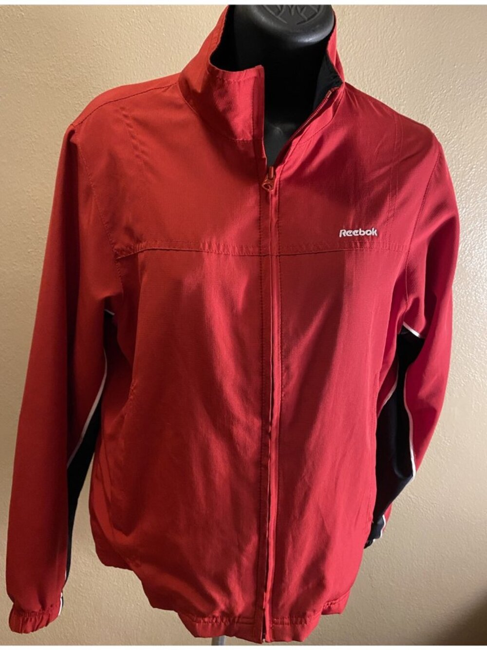 Reebok Insulated Jacket Womens Small Full Front Zipper Warm Up Ripstop Red